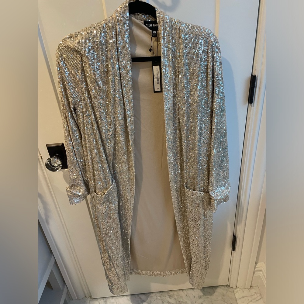 NWT Steve Madden sequined open cardigan